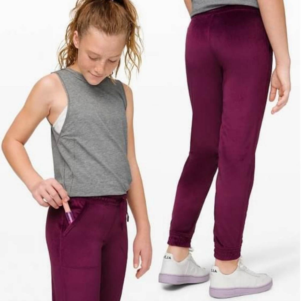 Ivivva Lululemon Set to Go Velour Joggers in Plum